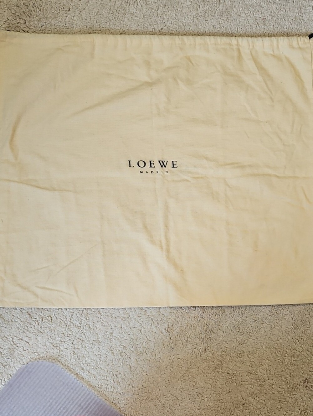 Loewe Cream Drawstring Logo Pouch with Black Print